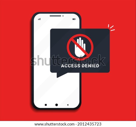 Smartphone with access denied message . Illsutration vector. 