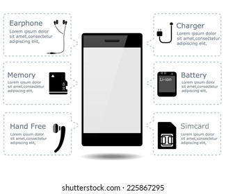 Smartphone with Accessories Vector