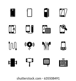 Smartphone accessories vector icon set
