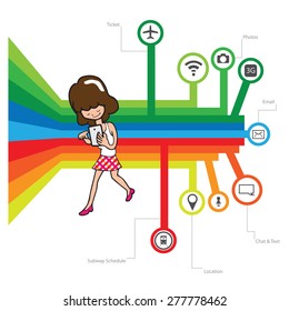 Smartphone addicted young woman vector