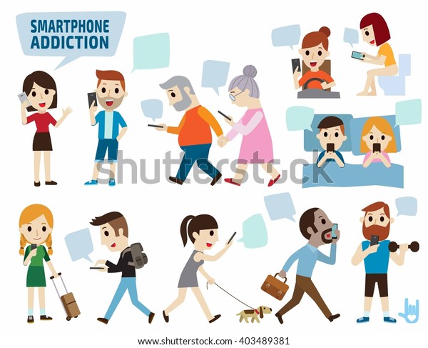 Smartphone Addiction Bad Lifestyle Concept Infographic 库存矢量图 