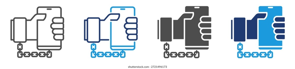 Smartphone-Sucht Symbol Blatt mehrere Stil