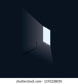 Smartphone addiction vector concept with person standing in front of screen. Symbol of modern era, communication, internet connection, technology. Eps10 vector illustration.