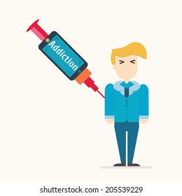 smartphone addiction. Vector illustration.