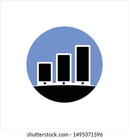 Smartphone adn bar chart Logo. Business Symbol. Icon Vector. 