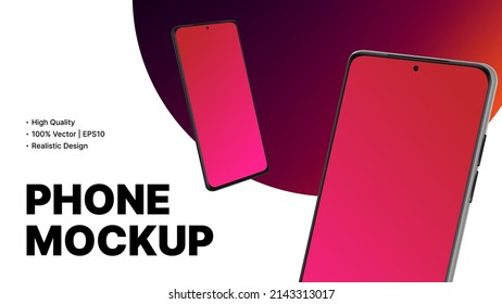 Cronología de la publicidad en Smartphone. Simple Red App, Ui, Banner de promoción de dispositivos. Ilustración del vector