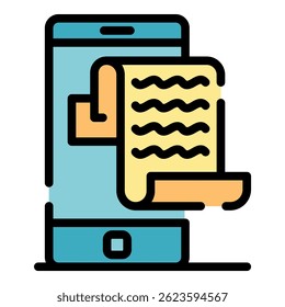 Smartphone advertising icon. Outline smartphone advertising vector icon color flat isolated