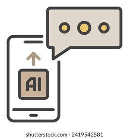 Smartphone with AI Chat vector concept colored icon or logo element
