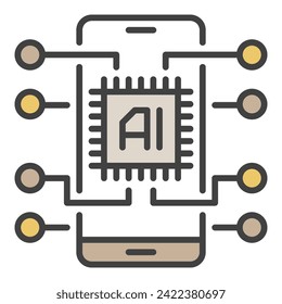 Smartphone and AI Chip vector New Mobile Technology concept colored icon or design element