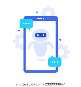 Smartphone and AI. illustration of artificial intelligence that supports you anytime, anywhere.