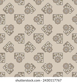 Smartphone AI Settings vector Gear with Phone concept colored seamless pattern