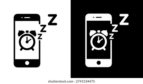 Smartphone alarm clock sleep mode icon mobile phone snooze symbol