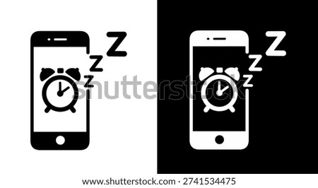 Smartphone alarm clock sleep mode icon mobile phone snooze symbol