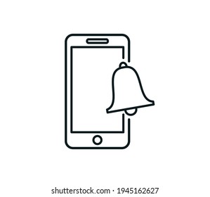 Smartphone and alarm icon vector logo template