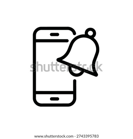 Smartphone alert, cell phone ringing, important update symbol