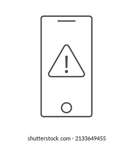 Smartphone Alert Outline Vector Icon on white background