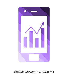 Smartphone Con Icono De Diagrama Analítico. Diseño de la escalera de color plana. Ilustración vectorial.