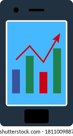 Smartphone With Analytics Diagram Icon. Flat Color Design. Vector Illustration.