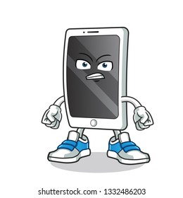 smartphone angry mascot vector cartoon illustration