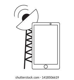 smartphone antenna signal sensor on white background vector illustration
