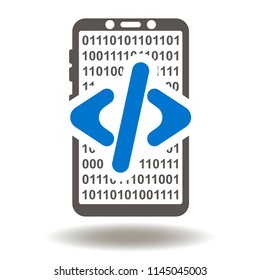 Smartphone API Code Icon Vector. Mobile digital api application illustration. Mobility Programming Logo Symbol.