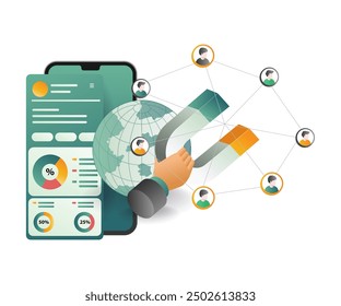 Smartphone app for analyzing business network development