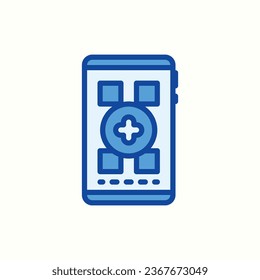 smartphone app blue icon, isolated hospital icon in light background, perfect for website, blog, logo, graphic design, social media, UI, mobile app