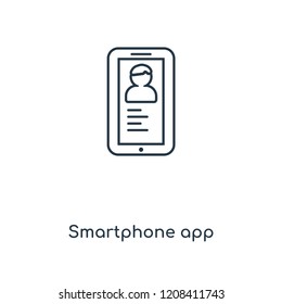 Smartphone app concept line icon. Linear Smartphone app concept outline symbol design. This simple element illustration can be used for web and mobile UI/UX.