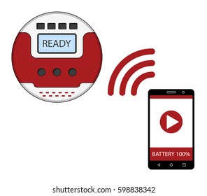 Smartphone app for control of robot vacuum cleaner. Vacuum cleaner remote control. Vector illustration.