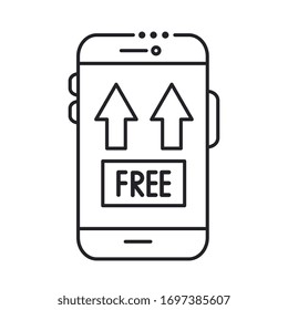 smartphone with app delivery free line style icon vector illustration design