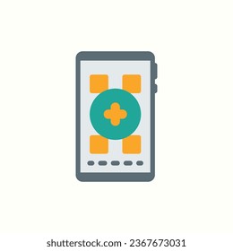 icono plano de la aplicación para smartphones, icono aislado de hospital en fondo claro, perfecto para sitio web, blog, logotipo, diseño gráfico, medios sociales, interfaz de usuario, aplicación móvil