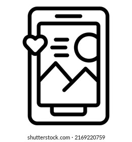 Smartphone app icon outline vector. Data profit. Content demand