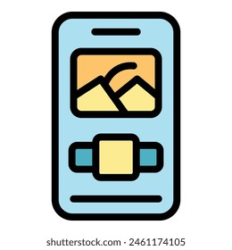Vector de contorno de ícono de App de smartphone. Web inteligente. Color plano del elemento de pantalla