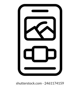Vector de contorno de ícono de App de smartphone. Web inteligente. Elemento de pantalla