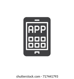 Smartphone app icon vector, filled flat sign, solid pictogram isolated on white. Symbol, logo illustration. Pixel perfect vector graphics