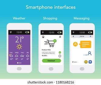 Smartphone app interface screens set 01