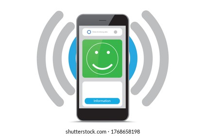 Smartphone app no infection risk of the corona virus. Eps 10 vector file. 