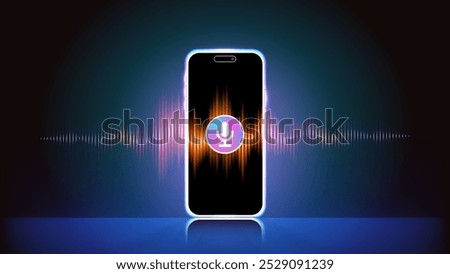 Smartphone App with Personal Assistant. Smart Mobile Application Voice Message Recognition and Microphone Features. Vector.