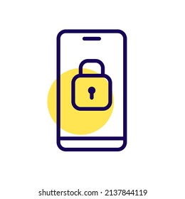 Icono de seguridad de la aplicación Smartphone. Trazo de píxeles perfecto, editable