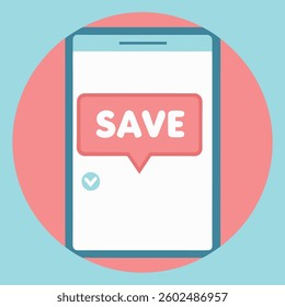 Smartphone App Showing Save Icon Interaction