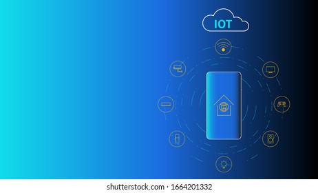 Smartphone application connection and control of intelligent devices with internet of things technology. IOT technology concept.