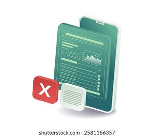 Smartphone application data analyst concept illustration