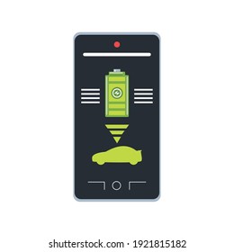 smartphone application electric car battery level vector illustration