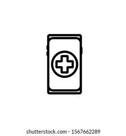 smartphone application emergency equipment medical icon line vector illustration