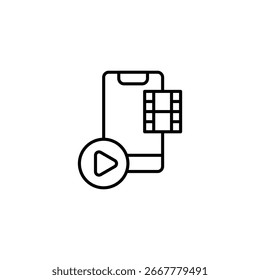 Smartphone Application For Film Editing Or Playback Icon With Play Symbol