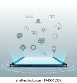 smartphone with application icons isolated