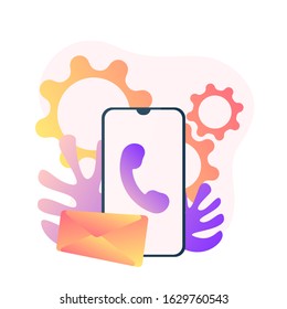Smartphone with application icons. Vector isolated realistic modern mobile phone with apps.