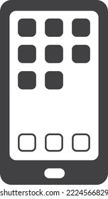 smartphone con ilustración de aplicación con estilo mínimo aislado en segundo plano