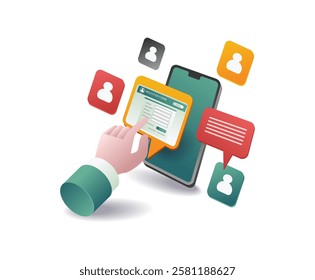Smartphone application online registration form concept illustration