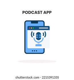Smartphone Application Podcast flat icon. Vector illustration on white background.